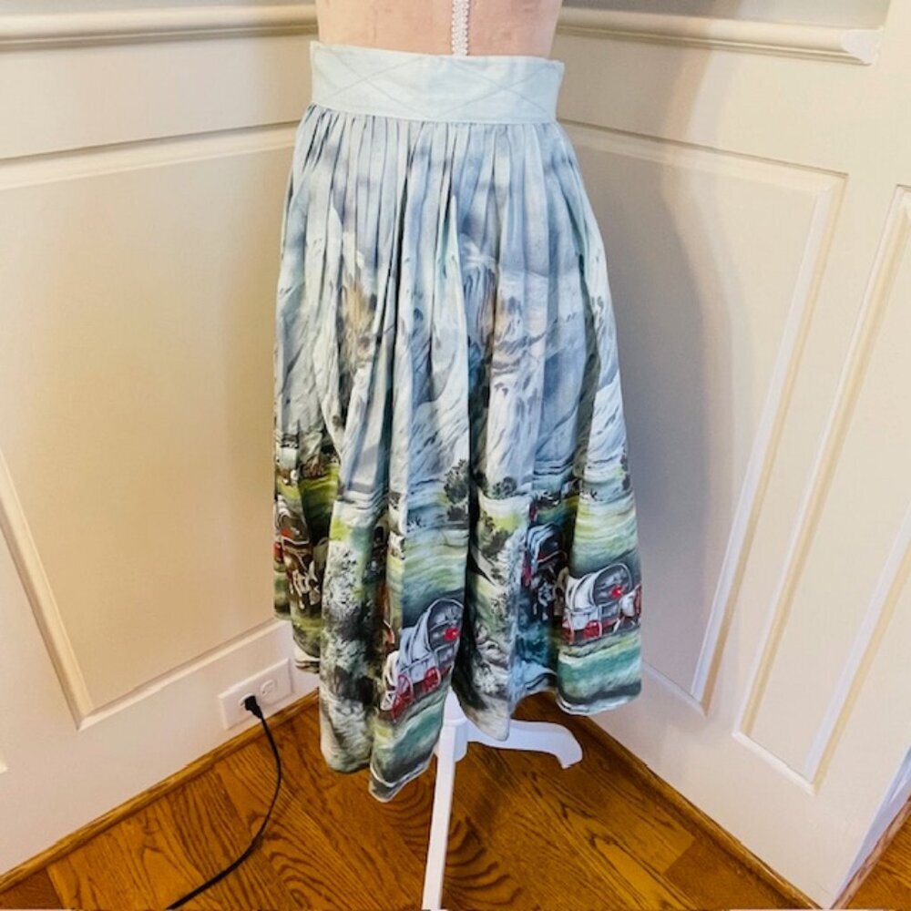 John Wolf Vintage 1950's Collectible Oregon Trail Novelty Pleated Skirt XXS - Picture 9 of 13